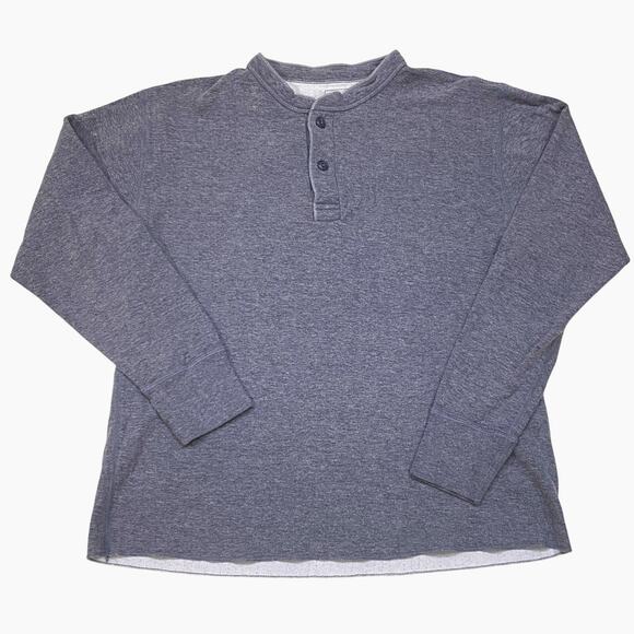 LL Bean Shirt Mens Size Large Blue Henley River Driver Long Sleeve Wool Blend - Picture 1 of 8